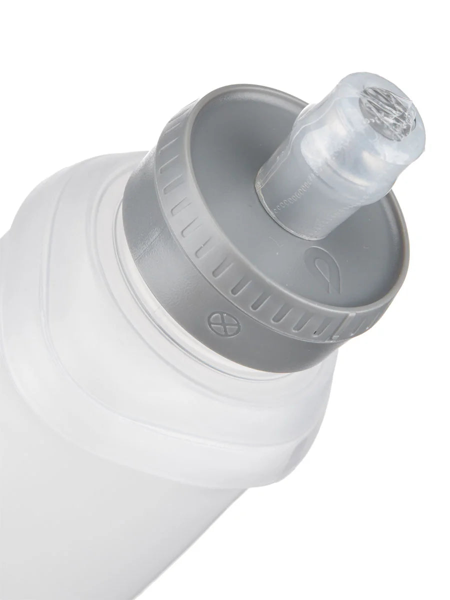 White water bottle with gray cap on a white background